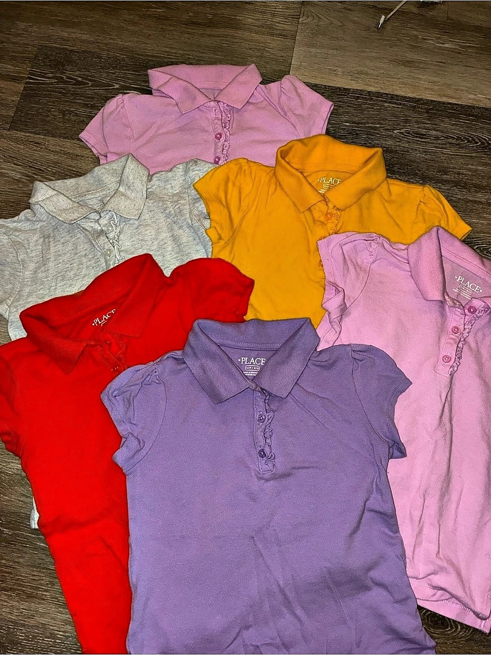 The Children's Place Girls Uniform Polo Shirts Bundle Girls Ruffle Pique
